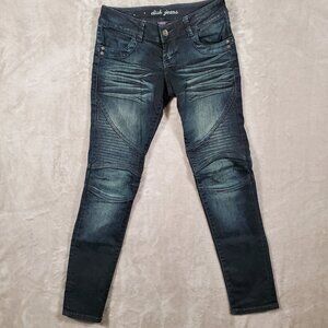 DISH JEANS Paris ultra skinny low rise dark wash L32 biker style Pre-owned